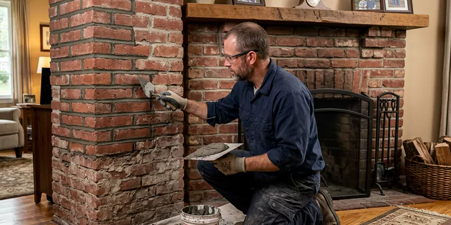 Repointing Brick Fireplace Schertz