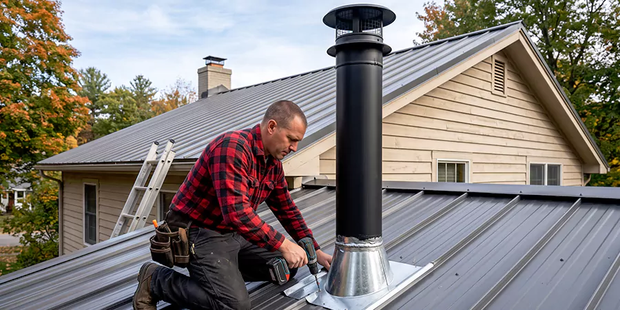 Stove Pipe Through Metal Wall or Roof Schertz